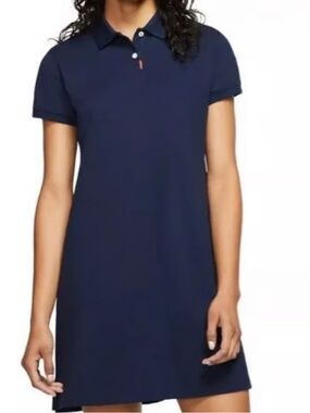 NIKE Dri-FIT Polo Golf Dress Short-Sleeve Collared With Pockets Navy Blue Size M